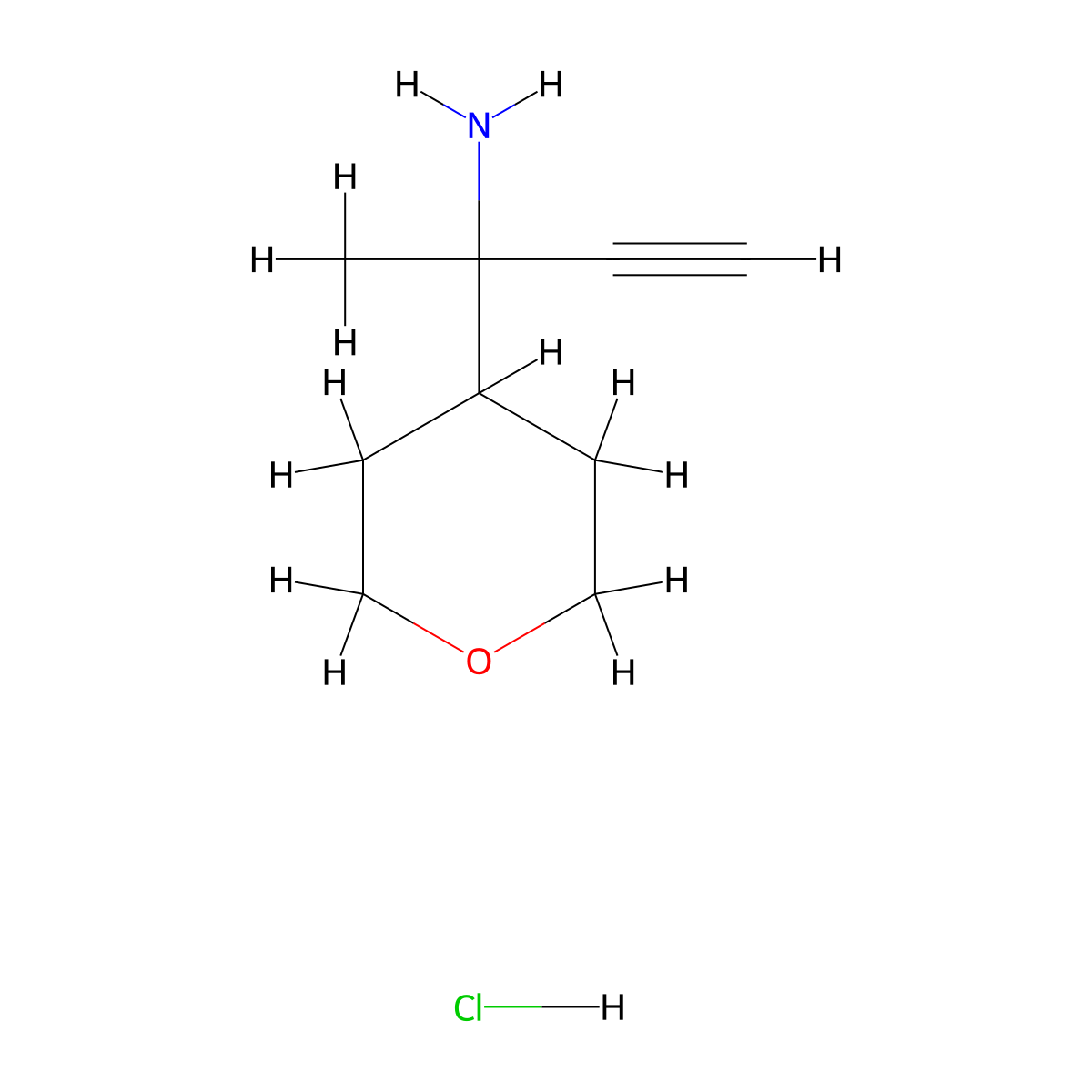 2-(Oxan-4-yl)but-3-yn-2-amine hydrochloride molecular structure, CAS 3017271-75-6