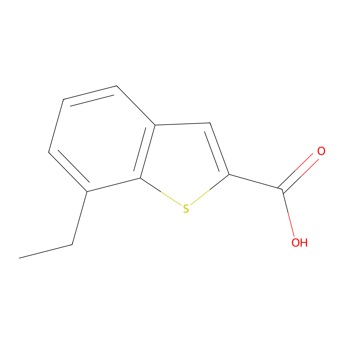 7-Ethyl-1-benzothiophene-2-carboxylic acid molecular structure, CAS 3017271-84-7