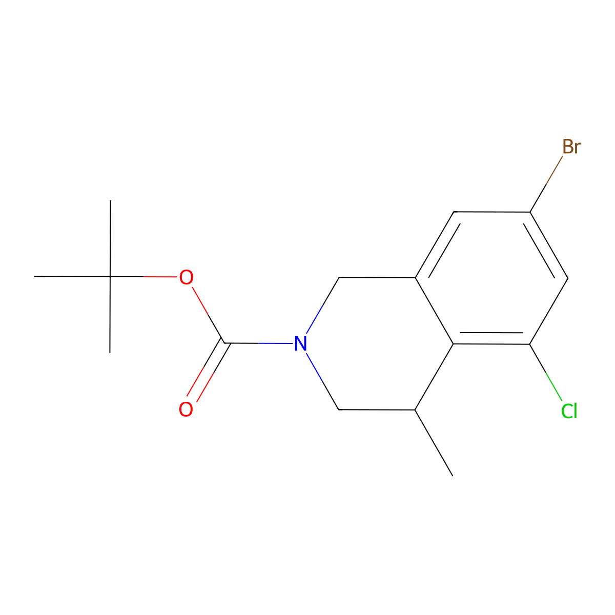 Tert-butyl 7-bromo-5-chloro-4-methyl-1,2,3,4-tetrahydroisoquinoline-2-carboxylate molecular structure, CAS 3017271-90-5