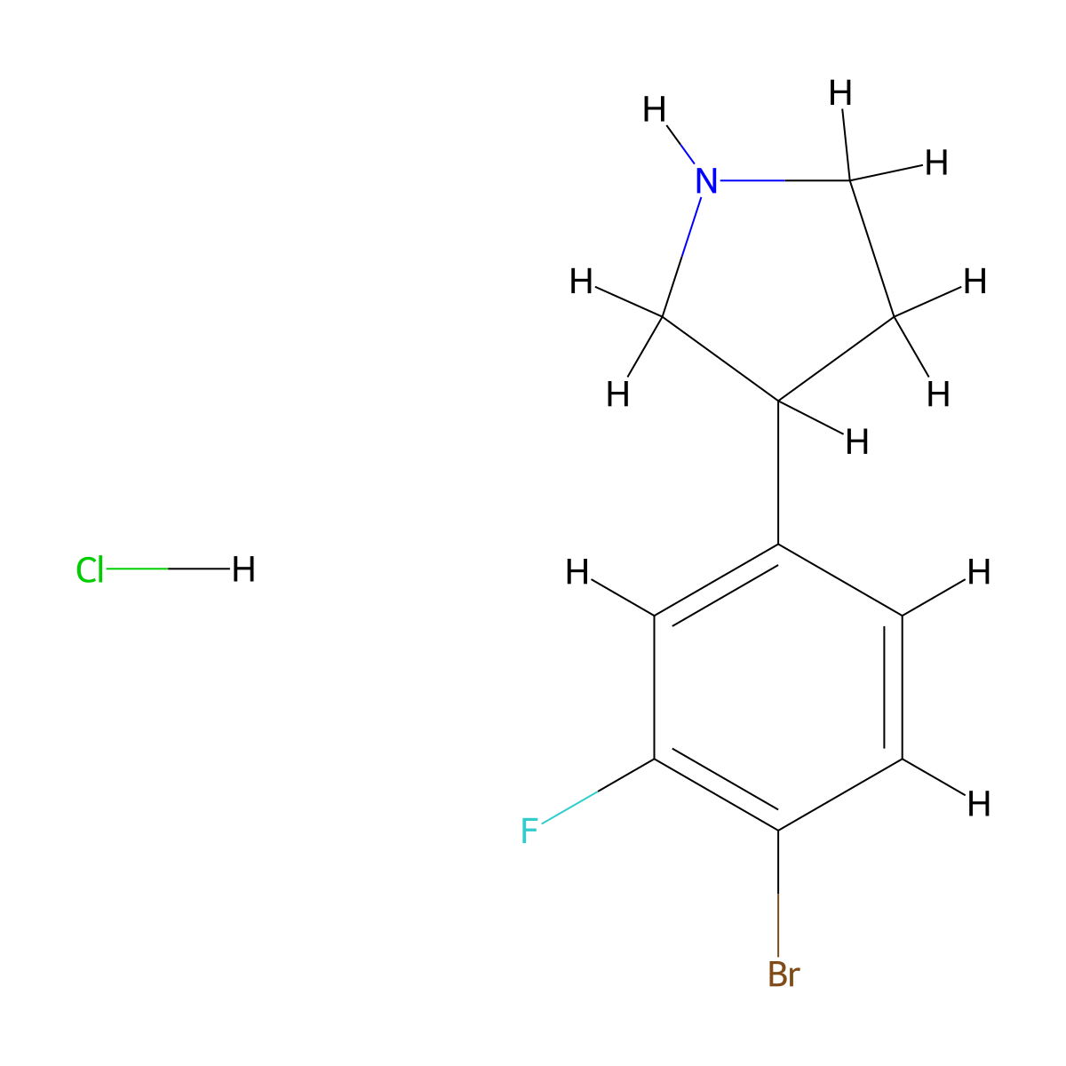 3-(4-Bromo-3-fluorophenyl)pyrrolidine hydrochloride molecular structure, CAS 3017272-08-8