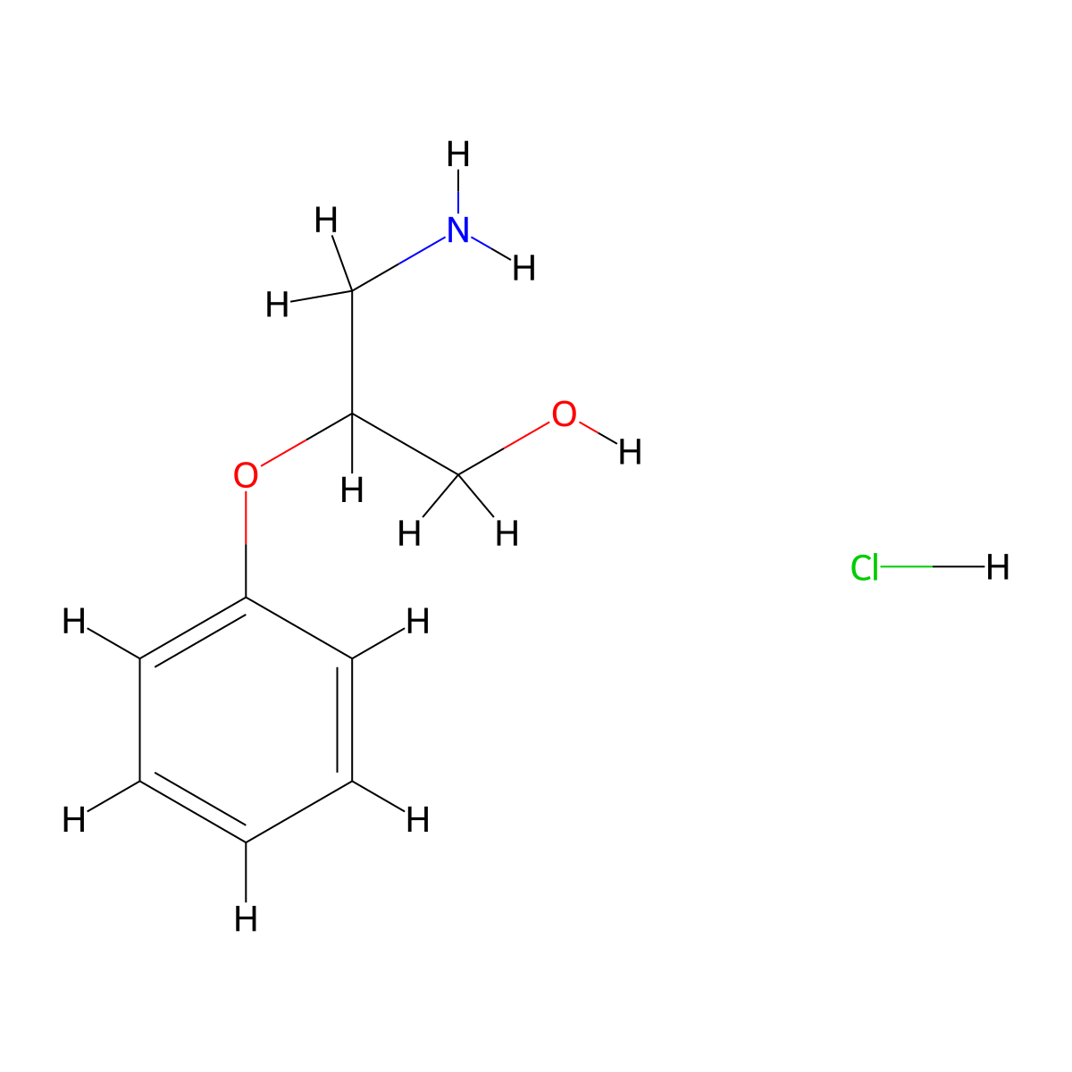 3-Amino-2-phenoxypropan-1-ol hydrochloride molecular structure, CAS 3017272-21-5