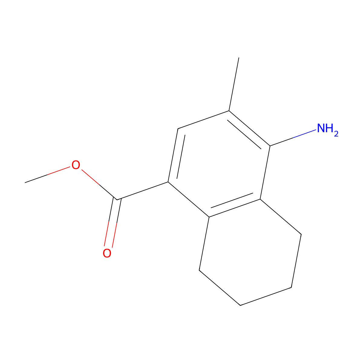 Methyl 4-amino-3-methyl-5,6,7,8-tetrahydronaphthalene-1-carboxylate molecular structure, CAS 3017272-23-7