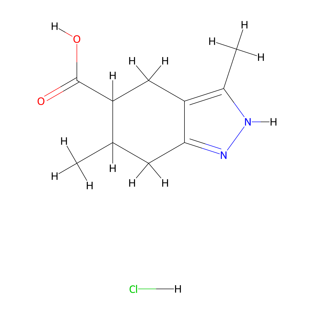3,6-dimethyl-4,5,6,7-tetrahydro-1H-indazole-5-carboxylic acid hydrochloride molecular structure, CAS 3017272-24-8