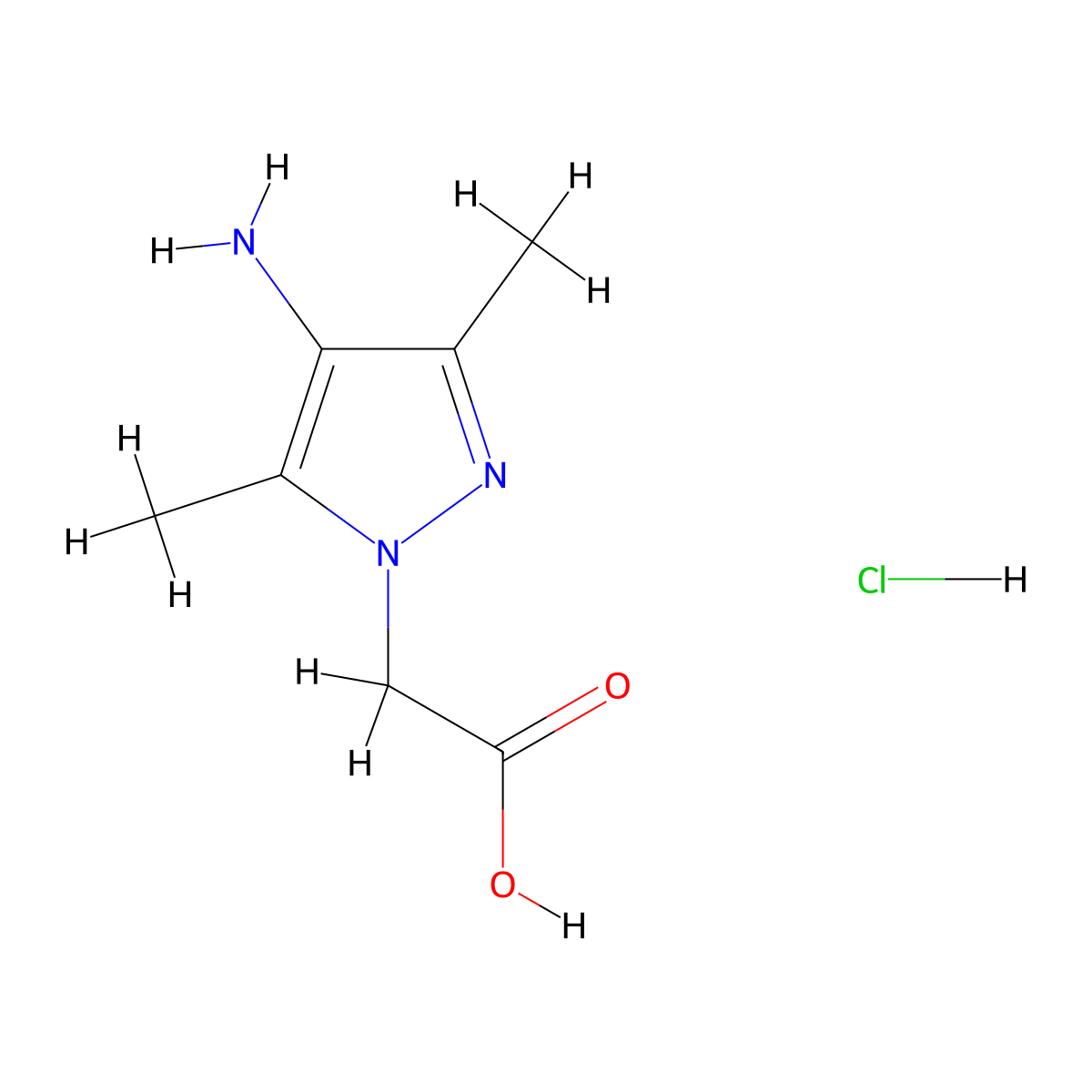 2-(4-amino-3,5-dimethyl-1H-pyrazol-1-yl)acetic acid hydrochloride molecular structure, CAS 3017272-43-1