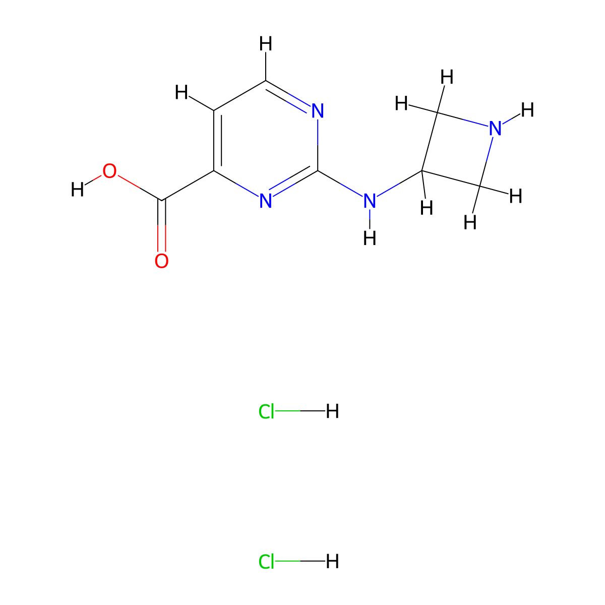 2-[(Azetidin-3-yl)amino]pyrimidine-4-carboxylic acid dihydrochloride molecular structure, CAS 3017272-52-2