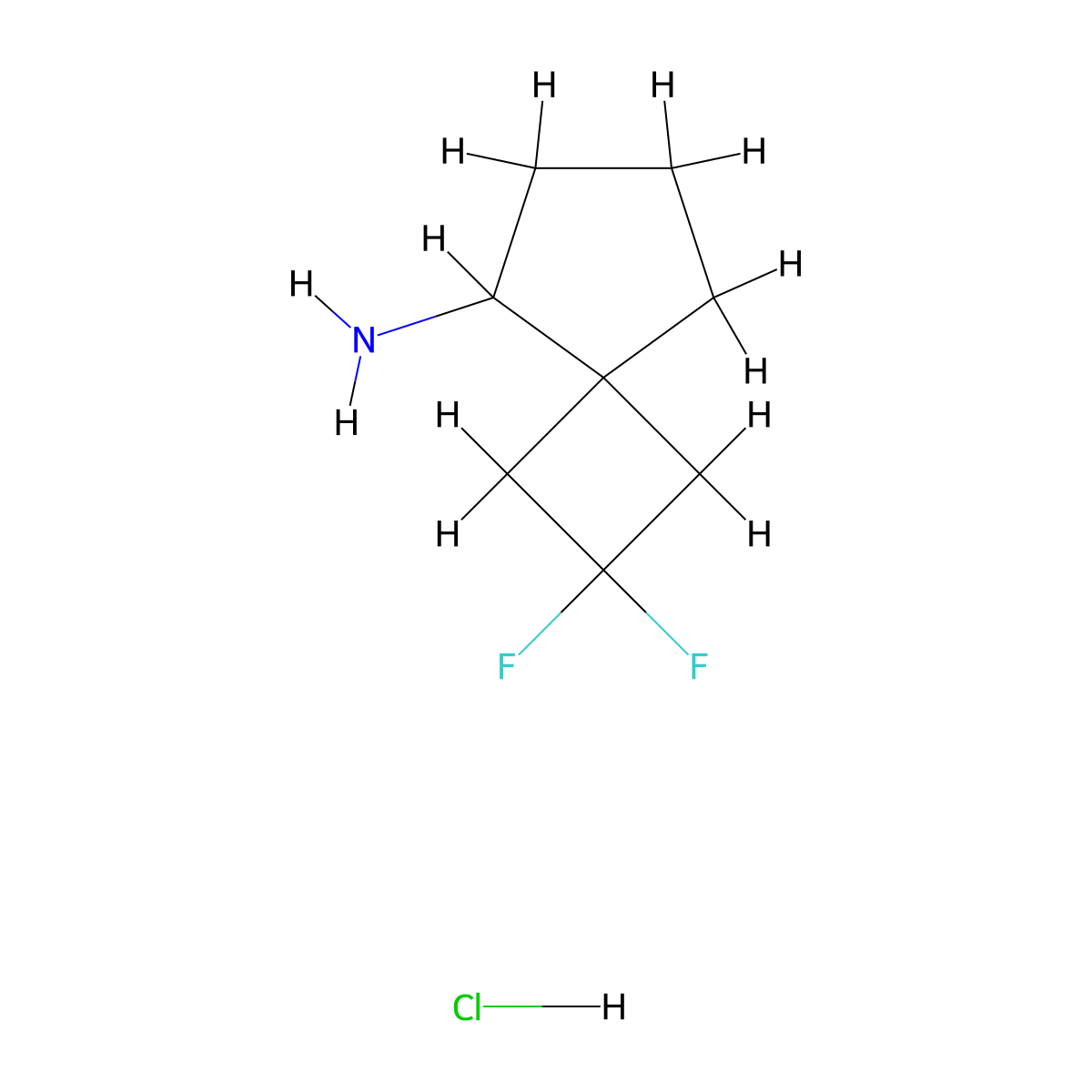 2,2-Difluorospiro[3.4]octan-5-amine hydrochloride molecular structure, CAS 3017272-60-2