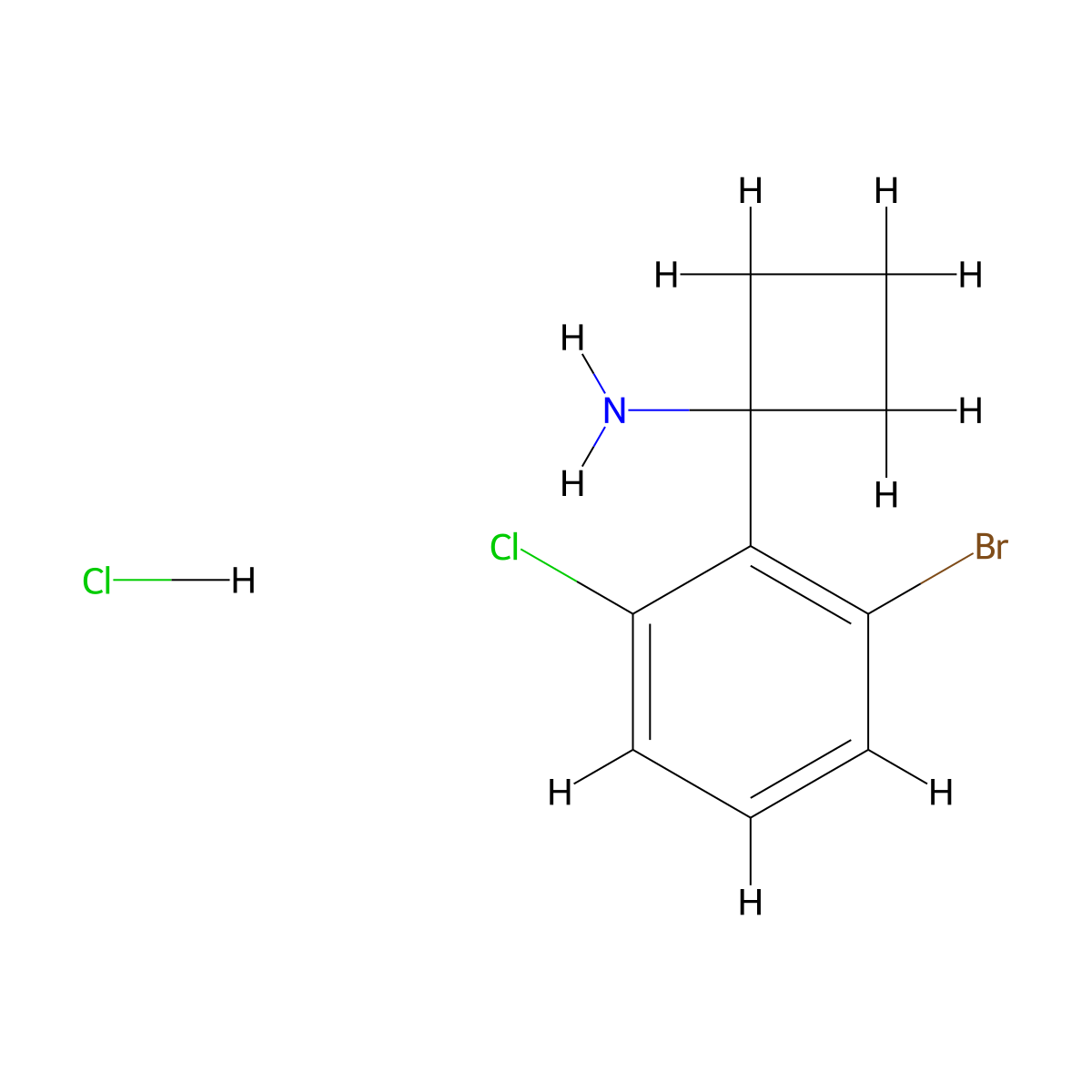 1-(2-Bromo-6-chlorophenyl)cyclobutan-1-amine hydrochloride molecular structure, CAS 3017272-64-6