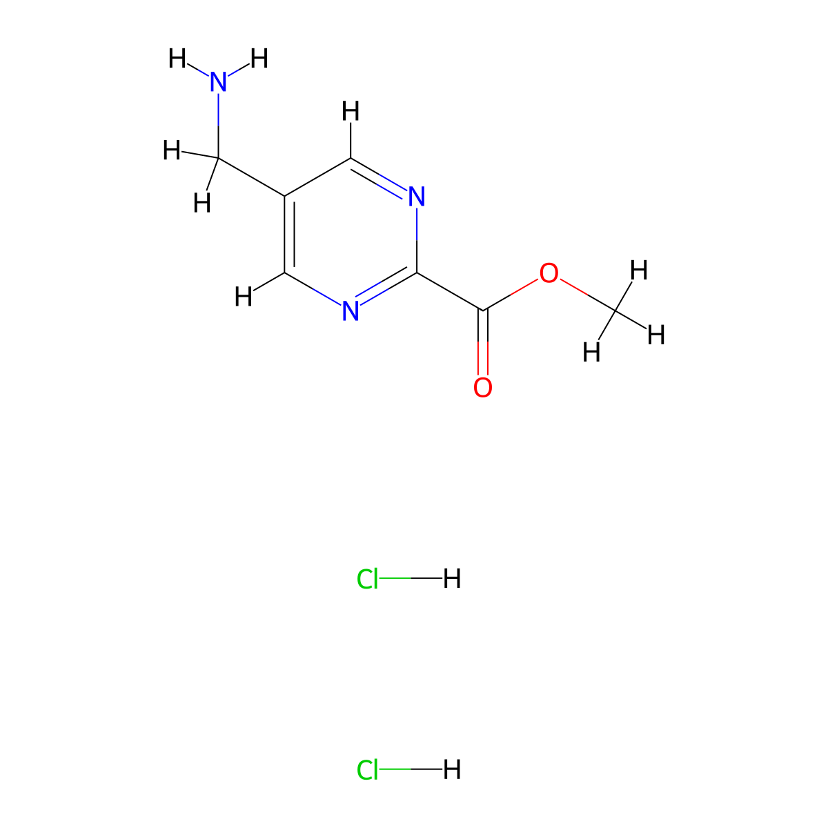 Methyl 5-(aminomethyl)pyrimidine-2-carboxylate;dihydrochloride molecular structure, CAS 3017272-68-0
