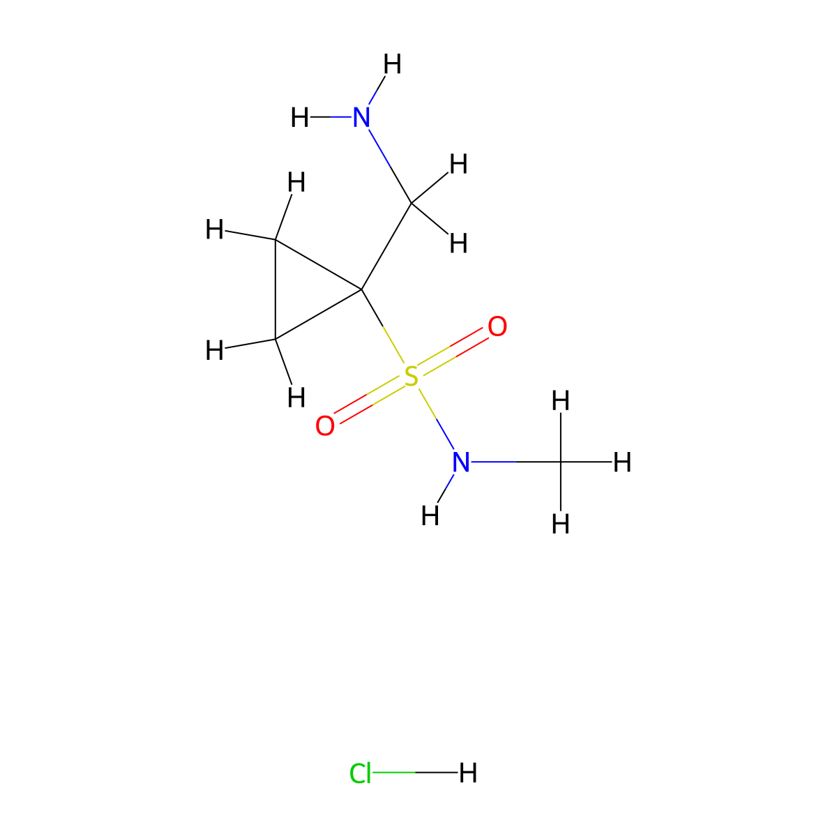 1-(aminomethyl)-N-methylcyclopropane-1-sulfonamide hydrochloride molecular structure, CAS 3017272-78-2