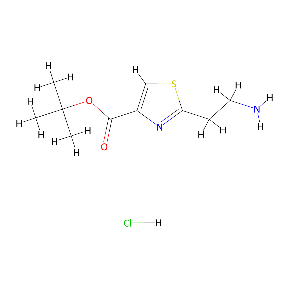 Tert-butyl 2-(2-aminoethyl)-1,3-thiazole-4-carboxylate hydrochloride molecular structure, CAS 3017272-79-3