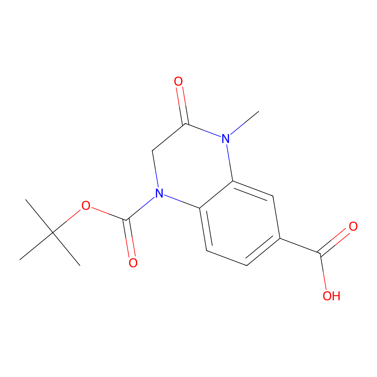 1-[(Tert-butoxy)carbonyl]-4-methyl-3-oxo-1,2,3,4-tetrahydroquinoxaline-6-carboxylic acid molecular structure, CAS 3017272-82-8