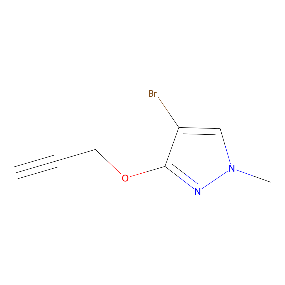 4-bromo-1-methyl-3-(prop-2-yn-1-yloxy)-1H-pyrazole molecular structure, CAS 3017272-83-9