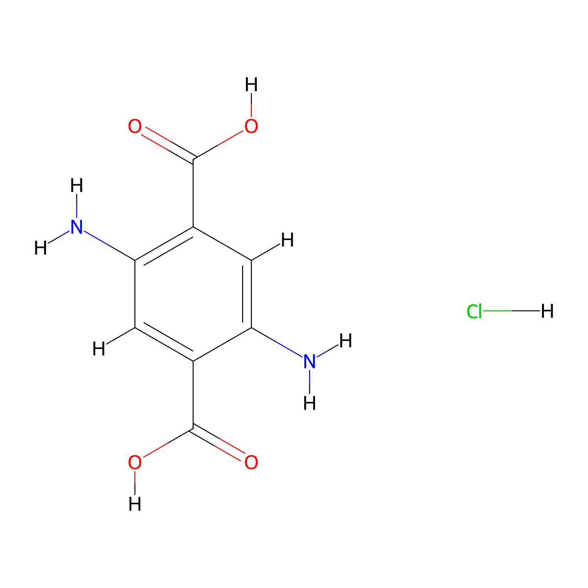 2,5-Diaminobenzene-1,4-dicarboxylic acid hydrochloride molecular structure, CAS 3017272-88-4