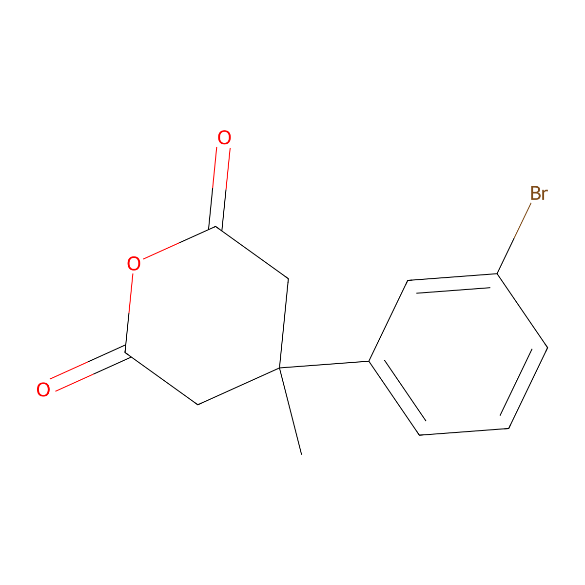 4-(3-Bromophenyl)-4-methyloxane-2,6-dione molecular structure, CAS 3017272-91-9