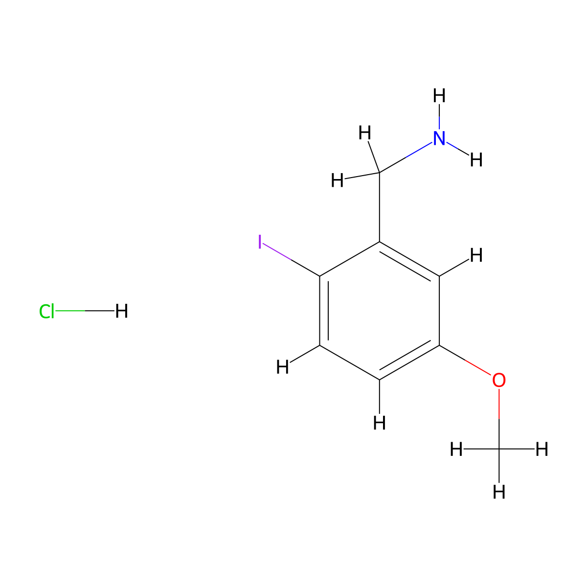 1-(2-Iodo-5-methoxyphenyl)methanamine hydrochloride molecular structure, CAS 3017272-94-2