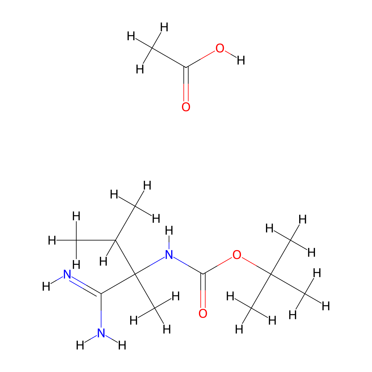 acetic acid, tert-butyl N-(1-carbamimidoyl-1,2-dimethylpropyl)carbamate molecular structure, CAS 3017273-01-4