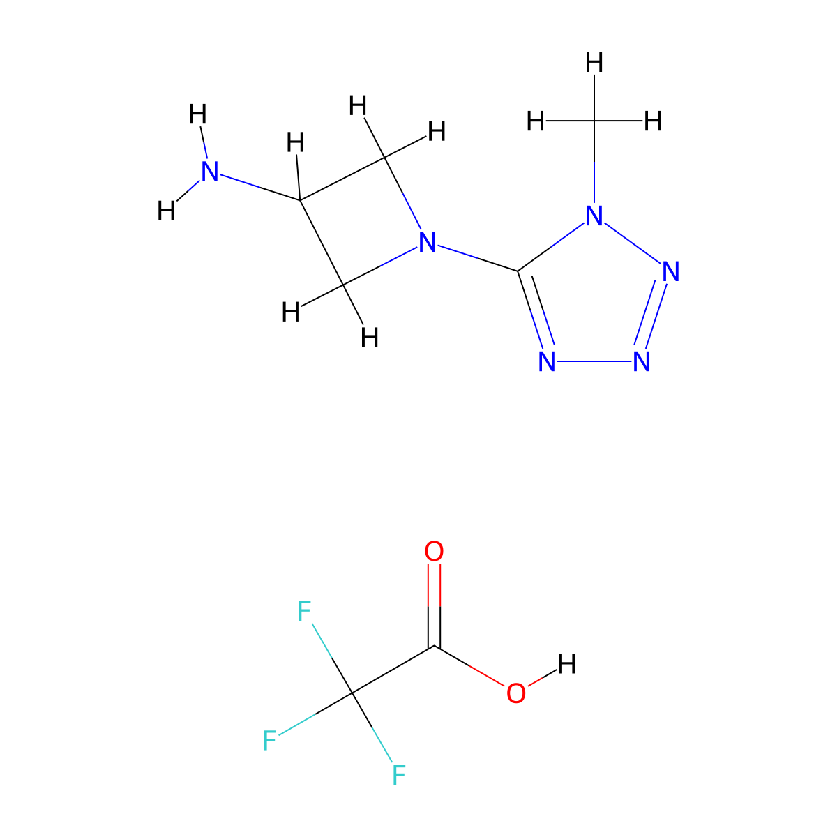1-(1-methyl-1H-1,2,3,4-tetrazol-5-yl)azetidin-3-amine, trifluoroacetic acid molecular structure, CAS 3017273-07-0