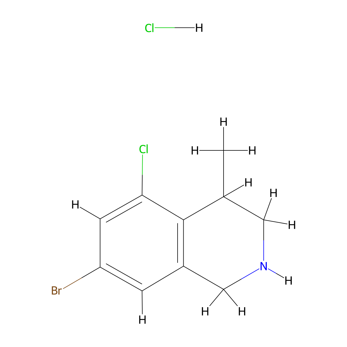 7-Bromo-5-chloro-4-methyl-1,2,3,4-tetrahydroisoquinoline hydrochloride molecular structure, CAS 3017273-12-7