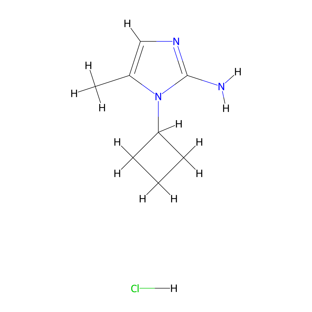 1-cyclobutyl-5-methyl-1H-imidazol-2-amine hydrochloride molecular structure, CAS 3017273-19-4