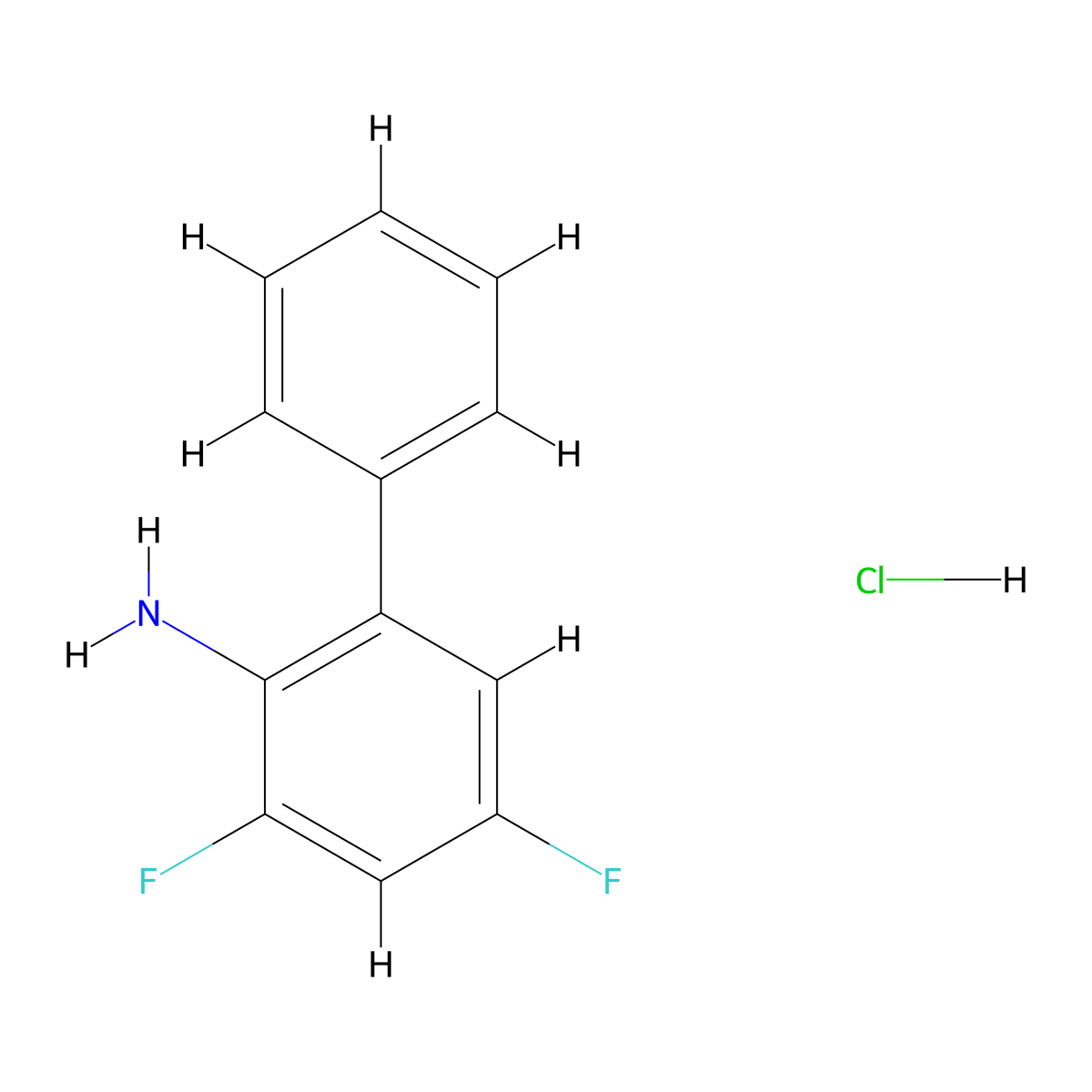 3,5-Difluoro-[1,1'-biphenyl]-2-amine hydrochloride molecular structure, CAS 3017273-20-7
