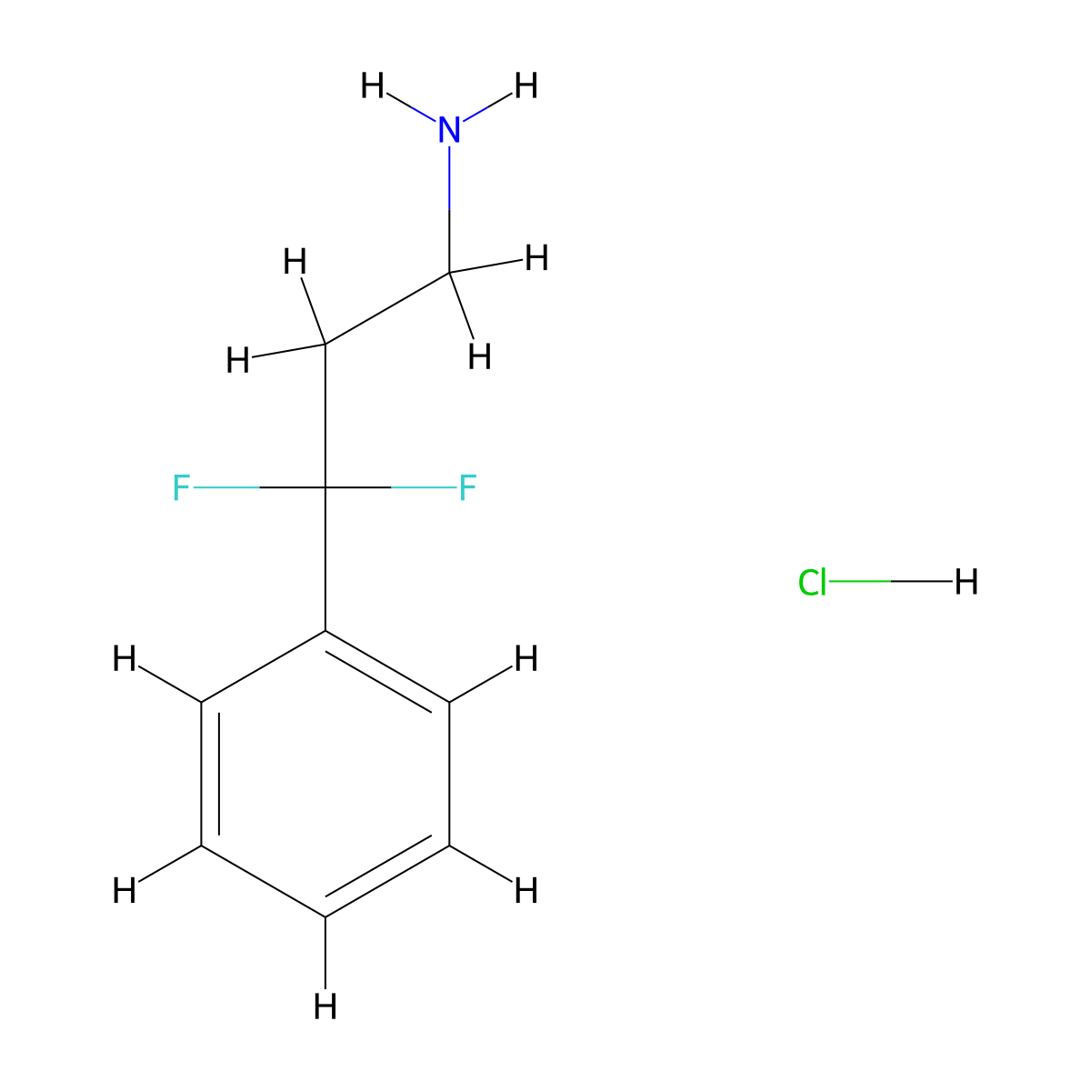 3,3-Difluoro-3-phenylpropan-1-amine hydrochloride molecular structure, CAS 3017273-21-8