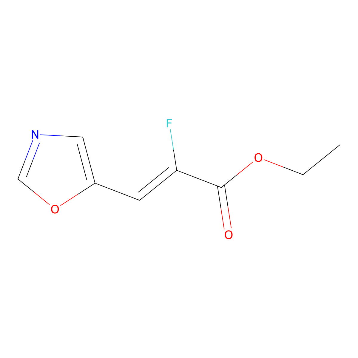 ethyl (2E)-2-fluoro-3-(1,3-oxazol-5-yl)prop-2-enoate molecular structure, CAS 3017325-72-0