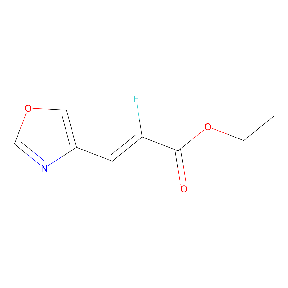 ethyl (2Z)-2-fluoro-3-(1,3-oxazol-4-yl)prop-2-enoate molecular structure, CAS 3017325-74-2