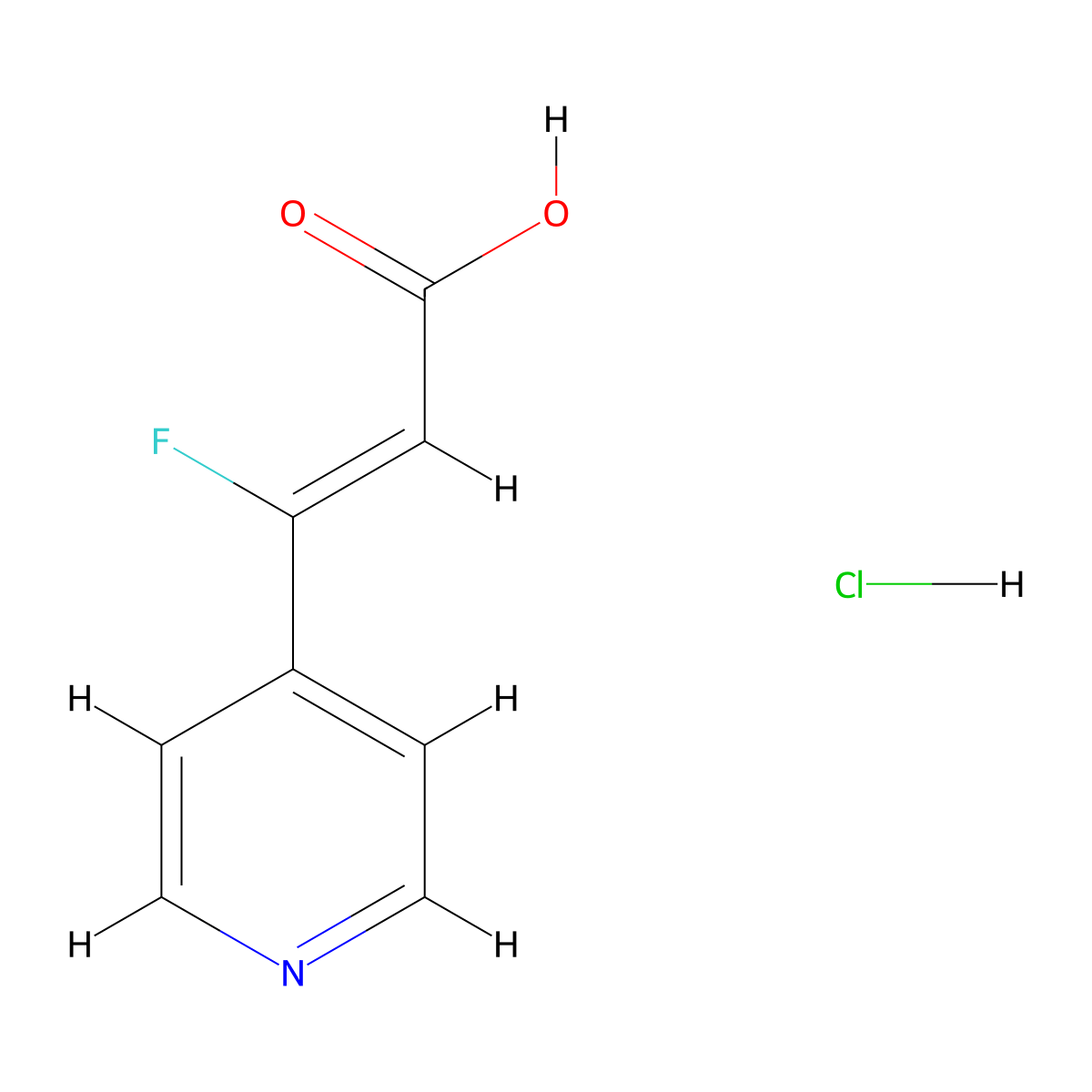 (2Z)-3-fluoro-3-(pyridin-4-yl)prop-2-enoic acid hydrochloride molecular structure, CAS 3017325-94-6