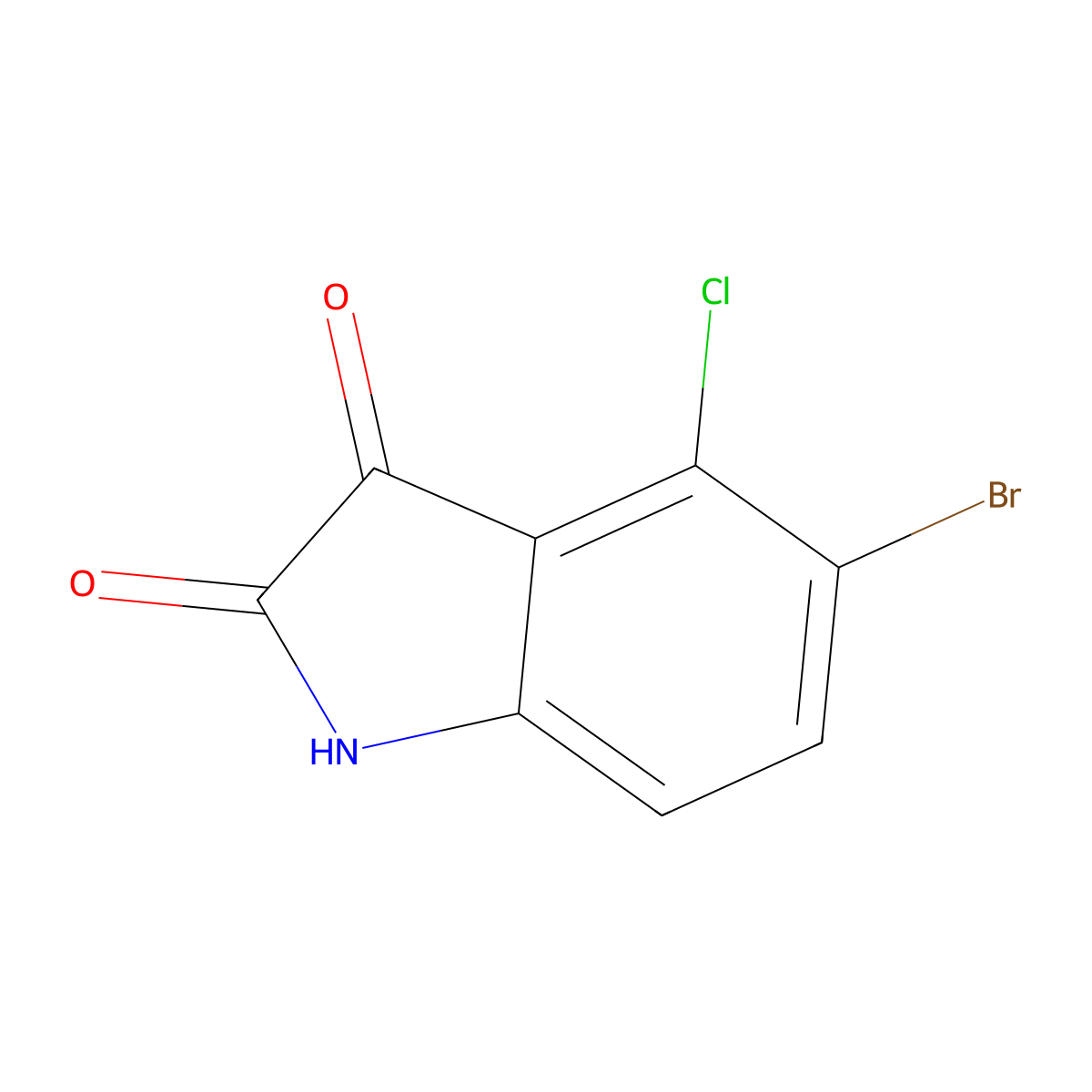 5-bromo-4-chloro-2,3-dihydro-1H-indole-2,3-dione molecular structure, CAS 3018-39-1