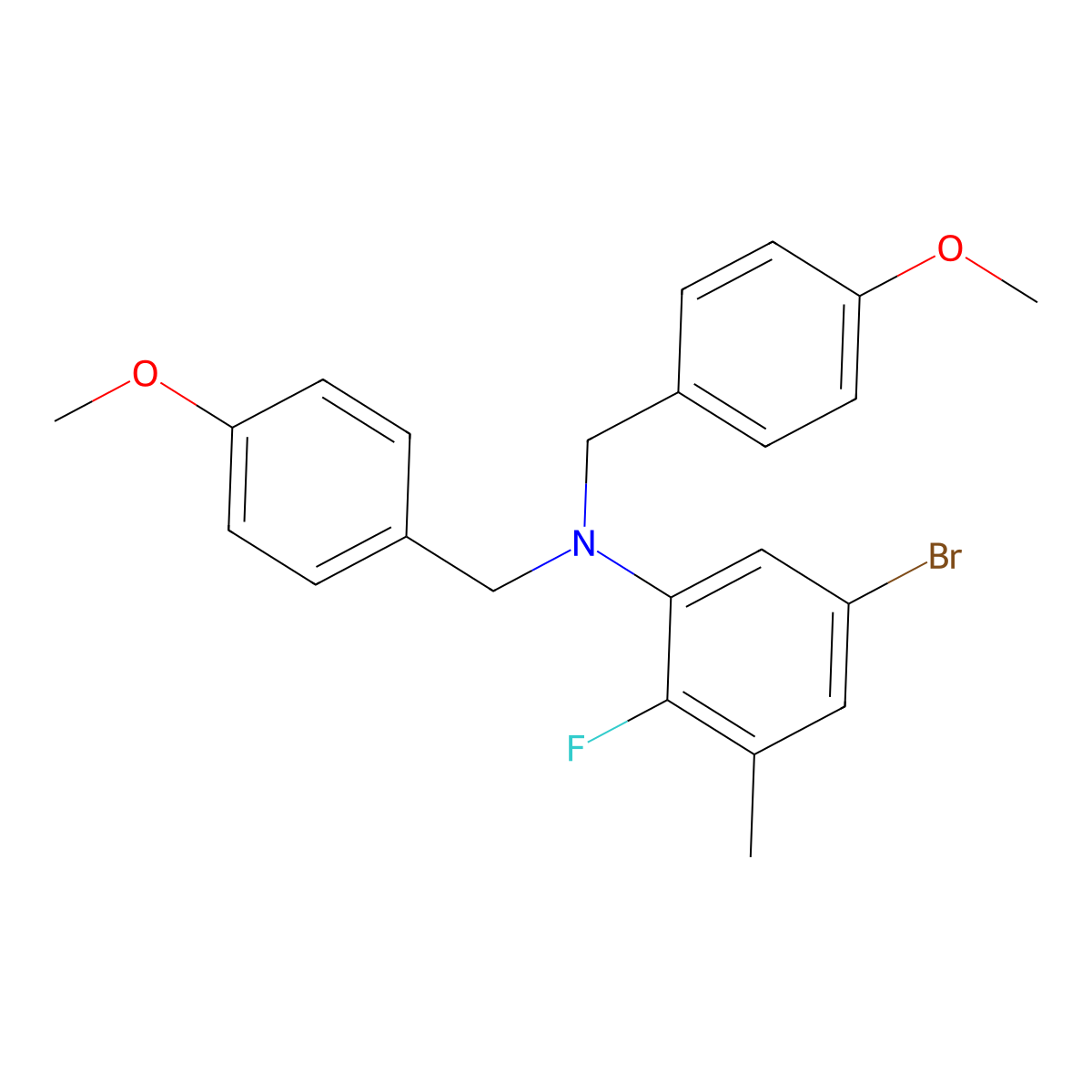 5-Bromo-2-fluoro-N,N-bis(4-methoxybenzyl)-3-methylaniline molecular structure, CAS 3018062-45-5