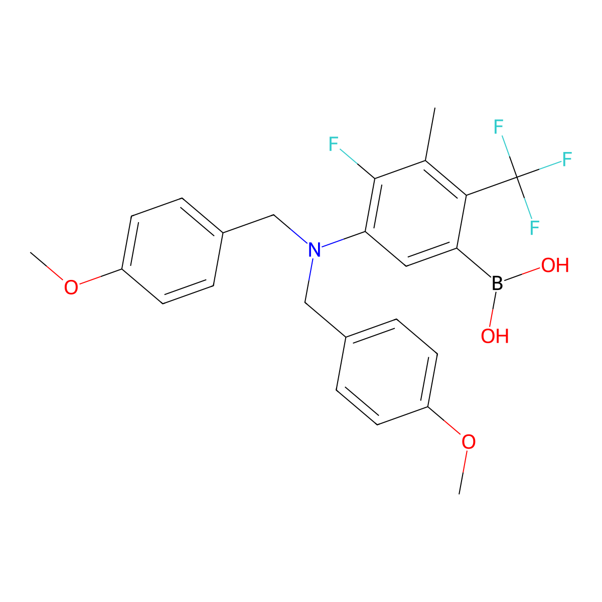 5-[Bis(4-methoxybenzyl)amino]-4-fluoro-3-methyl-2-(trifluoromethyl)phenylboronic Acid molecular structure, CAS 3018062-47-7