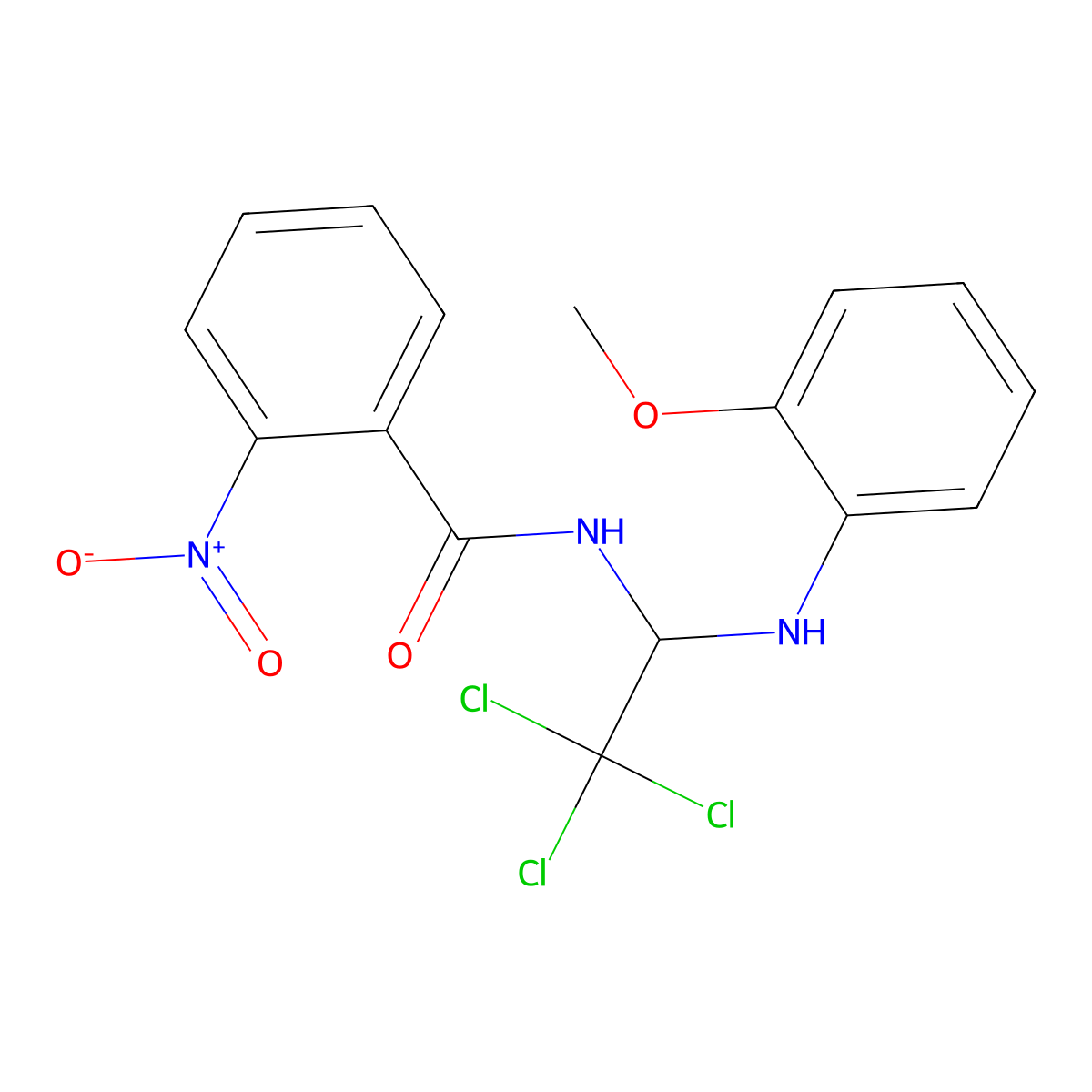 2-nitro-N-[2,2,2-trichloro-1-(2-methoxyanilino)ethyl]benzamide molecular structure, CAS 301812-90-8