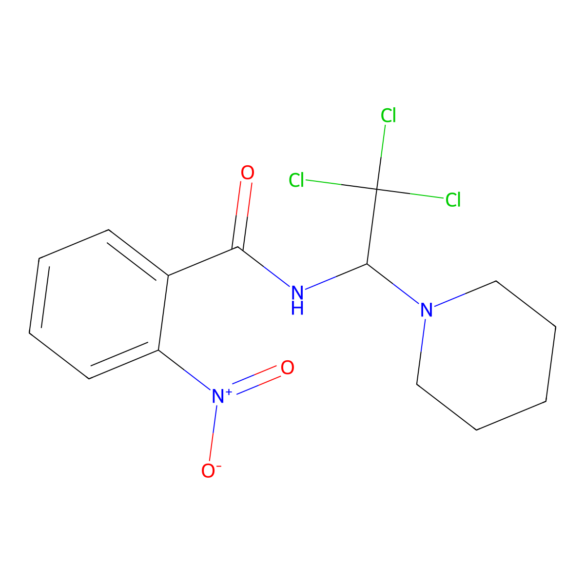 2-nitro-N-(2,2,2-trichloro-1-piperidin-1-ylethyl)benzamide molecular structure, CAS 301813-01-4
