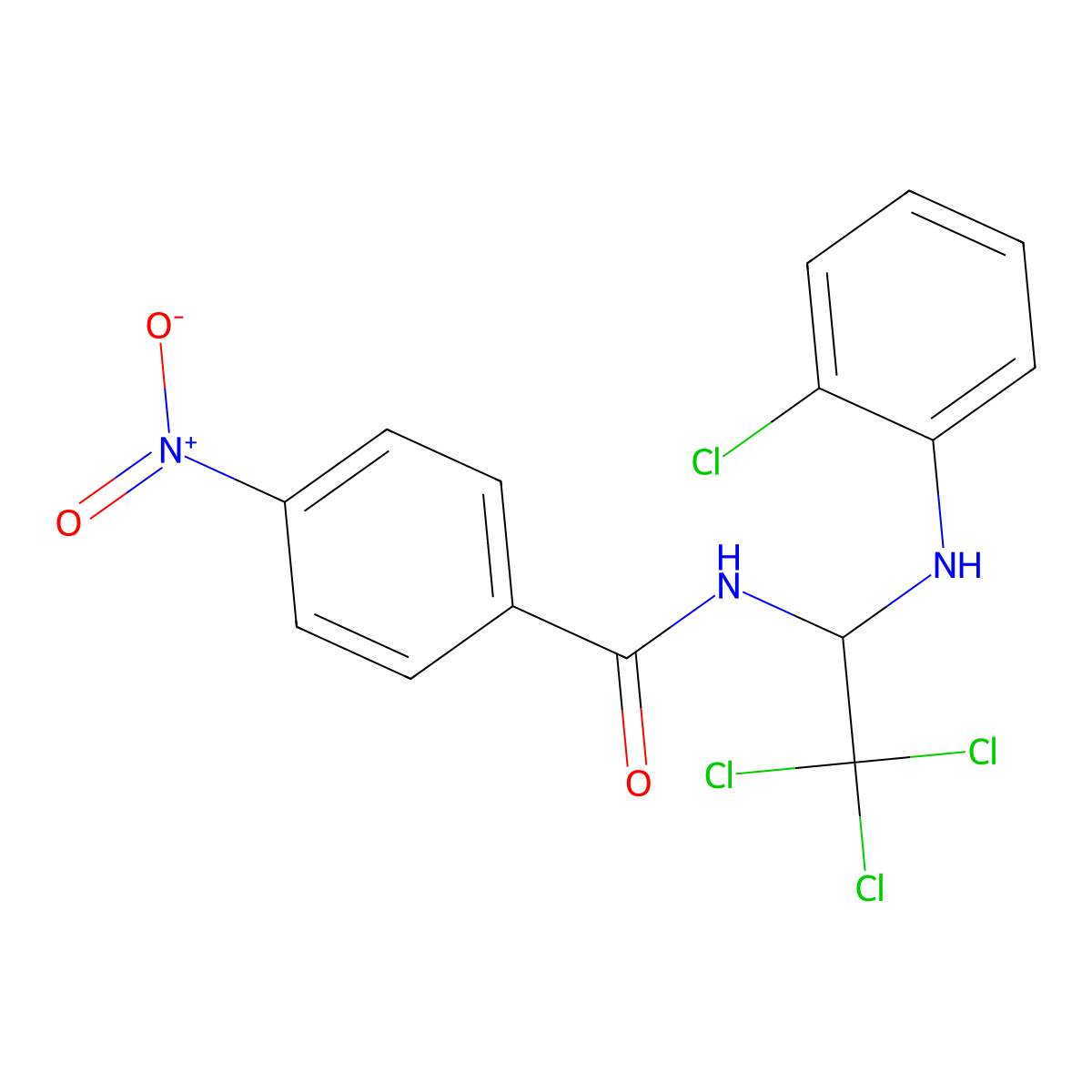 4-nitro-N-[2,2,2-trichloro-1-(2-chloroanilino)ethyl]benzamide molecular structure, CAS 301813-14-9