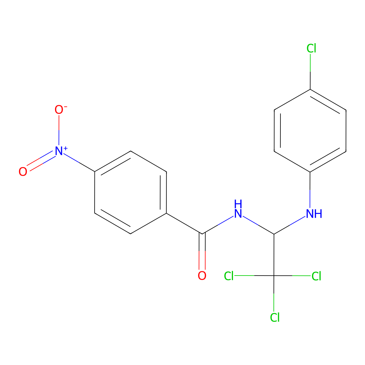 4-nitro-N-[2,2,2-trichloro-1-(4-chloroanilino)ethyl]benzamide molecular structure, CAS 301813-15-0