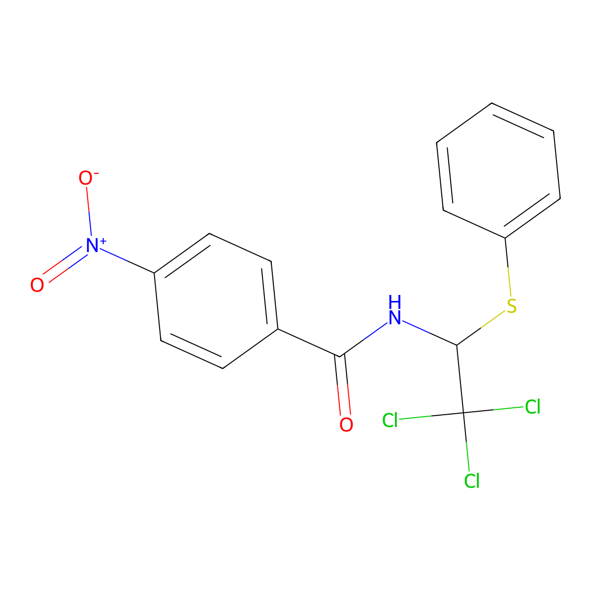 4-nitro-N-(2,2,2-trichloro-1-phenylsulfanylethyl)benzamide molecular structure, CAS 301813-23-0