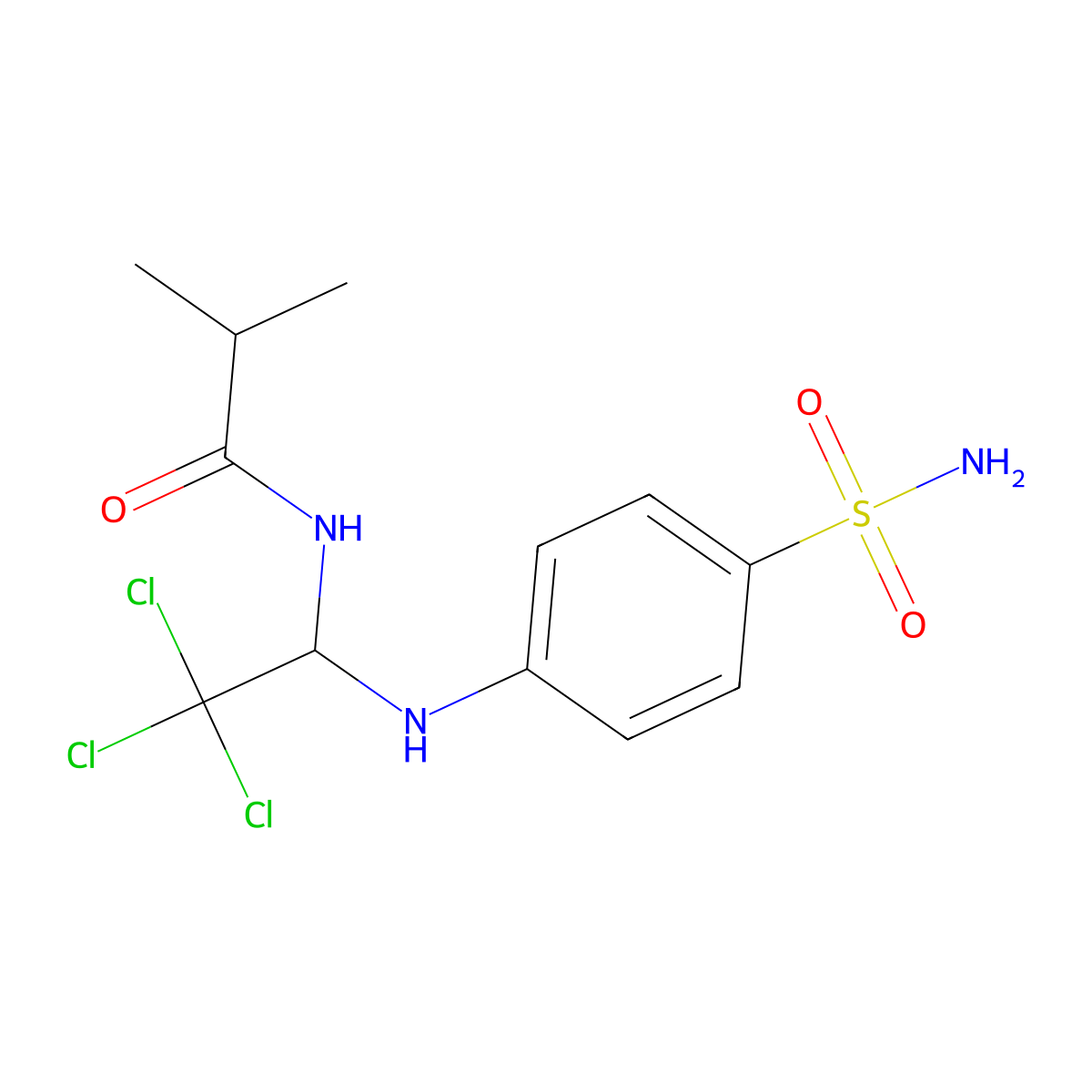 2-methyl-N-[2,2,2-trichloro-1-(4-sulfamoylanilino)ethyl]propanamide molecular structure, CAS 301813-40-1