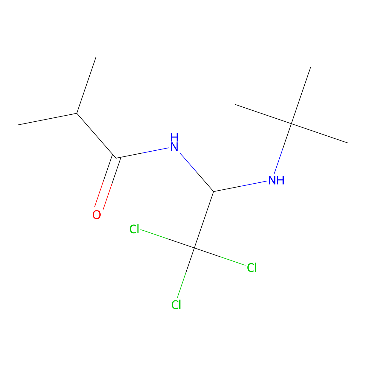 N-[1-(tert-butylamino)-2,2,2-trichloroethyl]-2-methylpropanamide molecular structure, CAS 301813-42-3