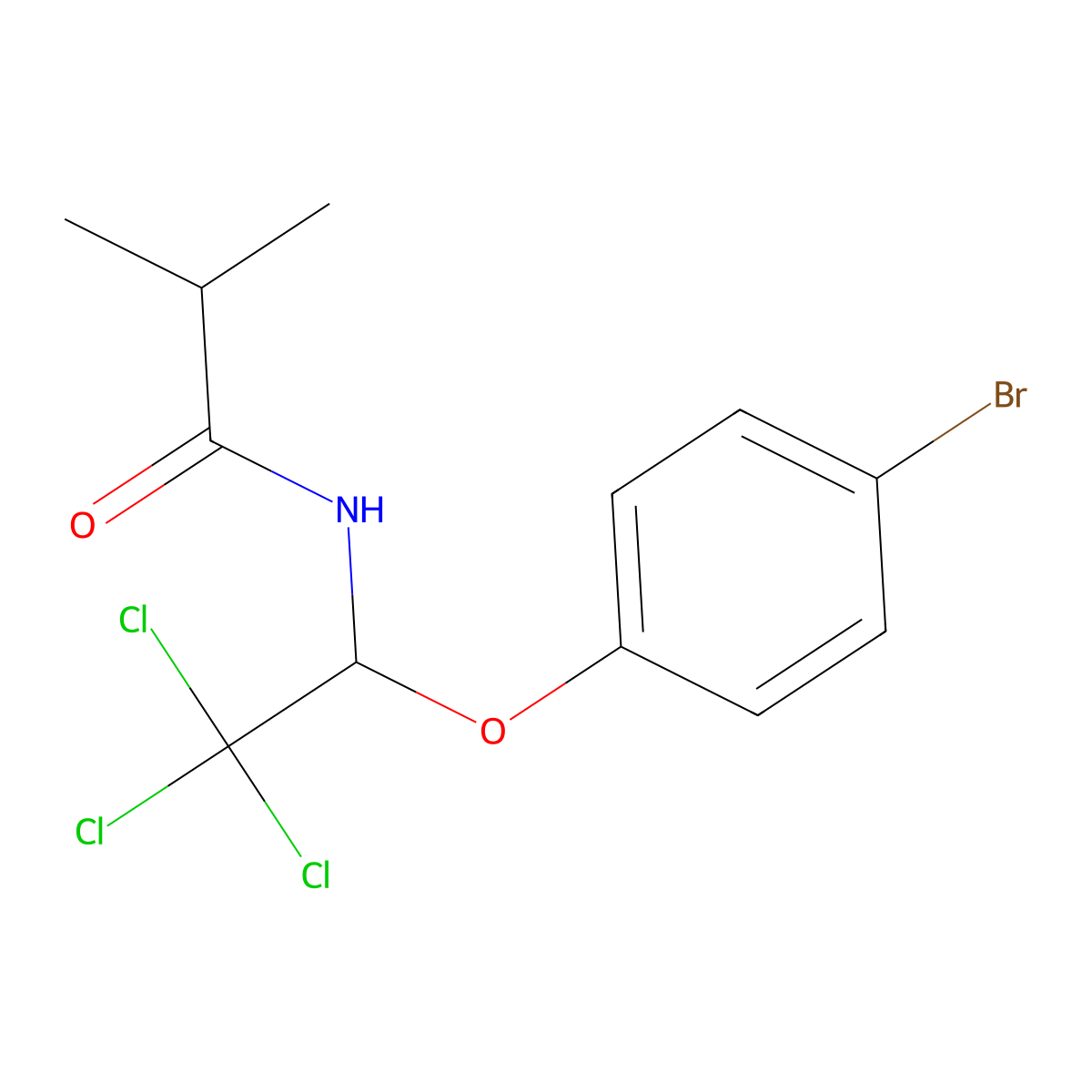 N-[1-(4-bromophenoxy)-2,2,2-trichloroethyl]-2-methylpropanamide molecular structure, CAS 301813-45-6
