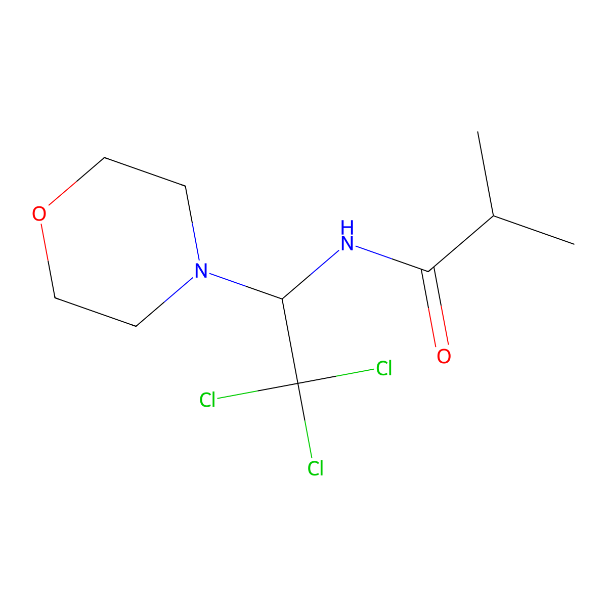 2-methyl-N-[2,2,2-trichloro-1-(morpholin-4-yl)ethyl]propanamide molecular structure, CAS 301813-47-8