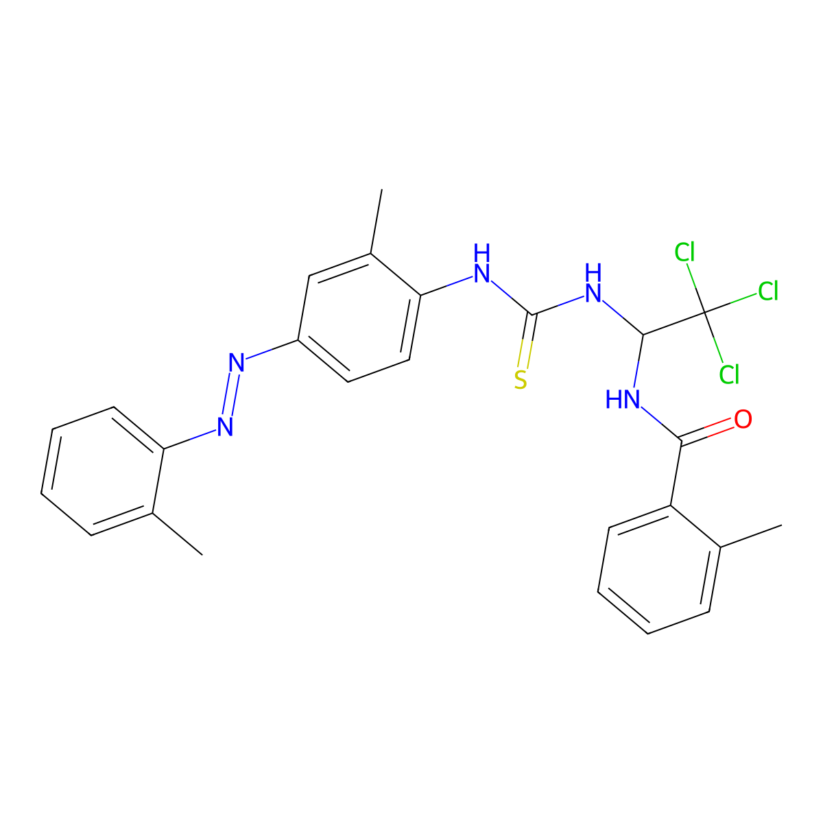 2-methyl-N-{2,2,2-trichloro-1-[({2-methyl-4-[(2-methylphenyl)diazenyl]anilino}carbothioyl)amino]ethyl}benzamide molecular structure, CAS 301813-76-3