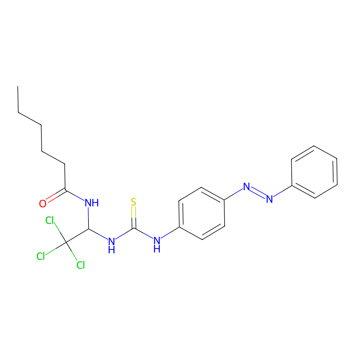 N-{2,2,2-trichloro-1-[({4-[(E)-phenyldiazenyl]anilino}carbothioyl)amino]ethyl}hexanamide molecular structure, CAS 301814-03-9
