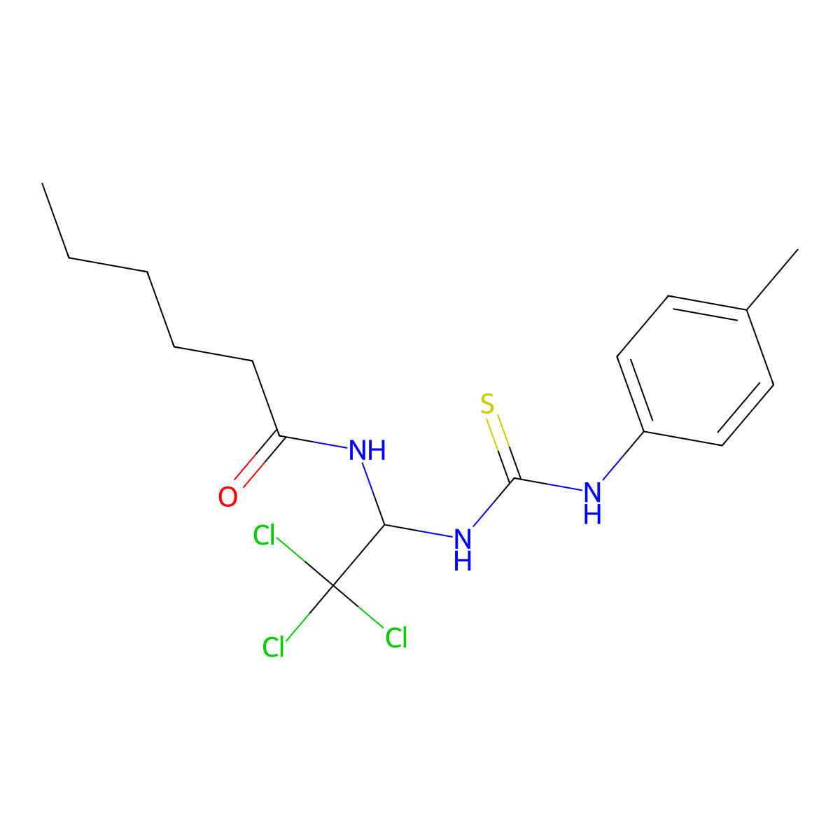 N-(2,2,2-Trichloro-1-(3-(p-tolyl)thioureido)ethyl)hexanamide molecular structure, CAS 301814-19-7