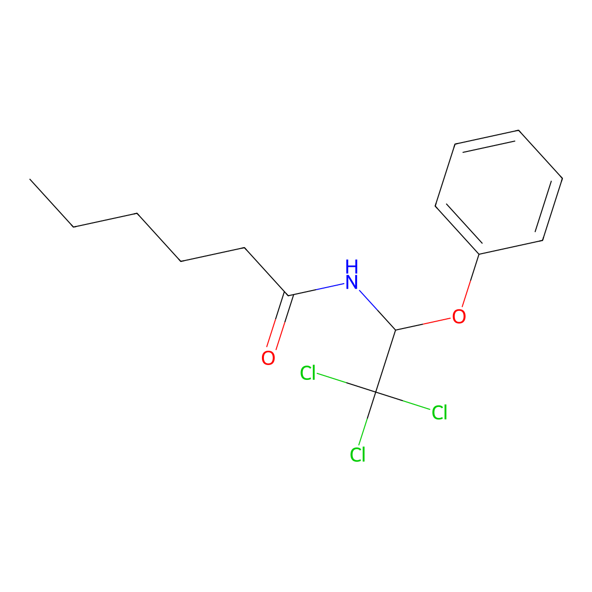 N-(2,2,2-trichloro-1-phenoxyethyl)hexanamide molecular structure, CAS 301814-30-2