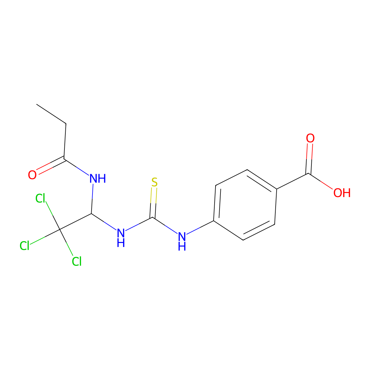 4-({[2,2,2-Trichloro-1-(propanoylamino)ethyl]carbamothioyl}amino)benzoic acid molecular structure, CAS 301814-99-3