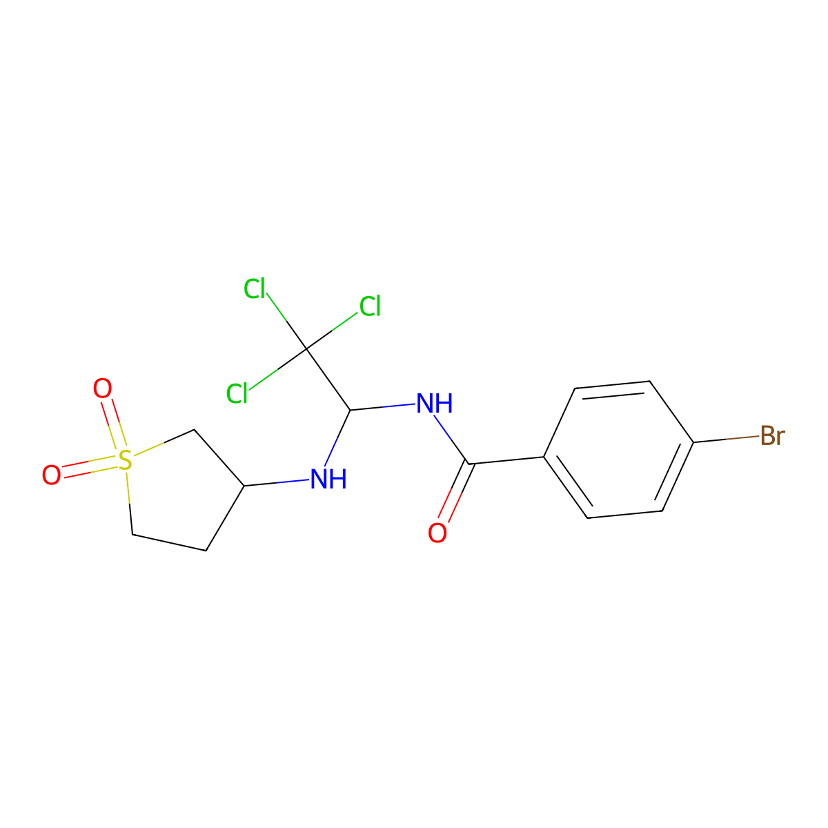 4-bromo-N-{2,2,2-trichloro-1-[(1,1-dioxidotetrahydro-3-thienyl)amino]ethyl}benzamide molecular structure, CAS 301815-33-8