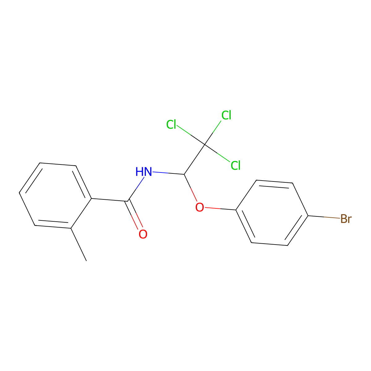 N-[1-(4-bromophenoxy)-2,2,2-trichloroethyl]-2-methylbenzamide molecular structure, CAS 301815-73-6