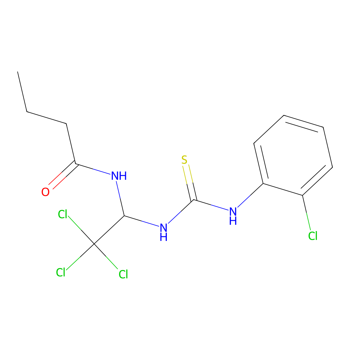 N-[2,2,2-trichloro-1-[(2-chlorophenyl)carbamothioylamino]ethyl]butanamide molecular structure, CAS 301815-85-0