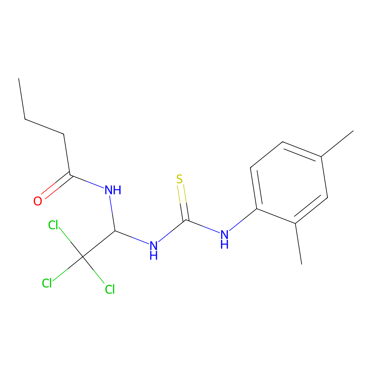 N-[2,2,2-trichloro-1-[(2,4-dimethylphenyl)carbamothioylamino]ethyl]butanamide molecular structure, CAS 301815-93-0
