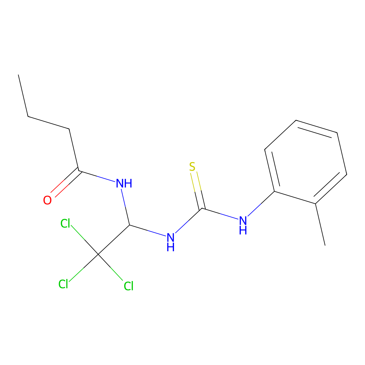 N-[2,2,2-trichloro-1-[(2-methylphenyl)carbamothioylamino]ethyl]butanamide molecular structure, CAS 301815-97-4